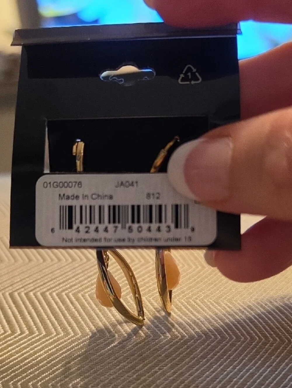 Anne Klein Gold-Tone Drop Earrings with Peach Teardrops